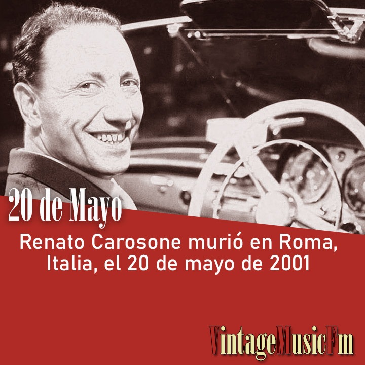 Renato Carosone murió en Roma, Italia, el 20 de mayo de 2001